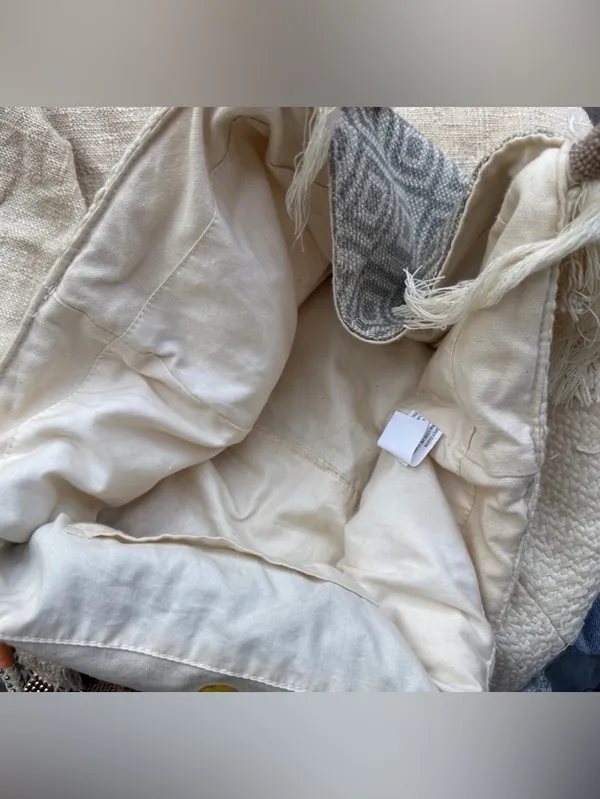 MERONA cloth tote ivory with beads handles India. Exclusive decoration - Image 15