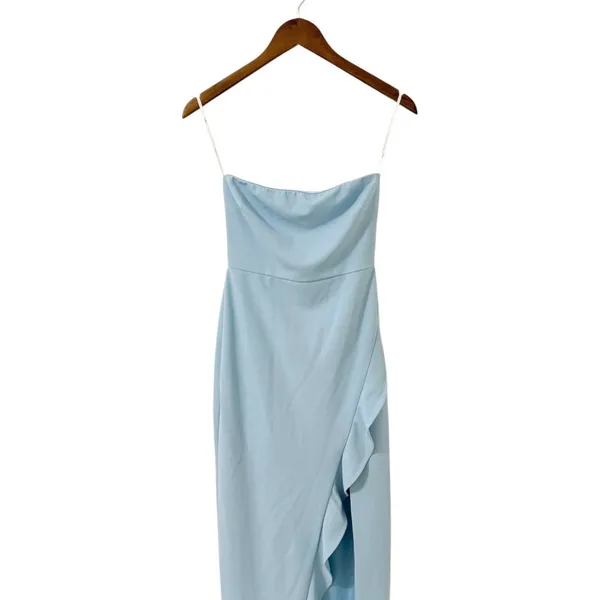 Lulus After Hours Light Blue Strapless Ruffled Maxi Dress size XS NWT - Image 6