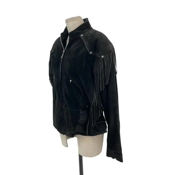 Harley-Davidson Black‎ Suede Fringe Moto Jacket Size Large - Image 4