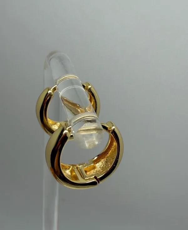 Dept Store 925 Sterling Silver Earrings 925 Sterling Silver with Yellow gold plated Huggies hoops earrings - Image 3