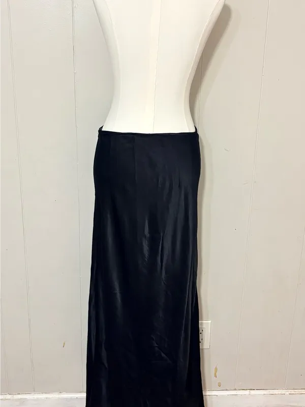 DISSH Charli Black Satin Maxi Skirt Size 10 Bias Cut Minimalist - Image 4
