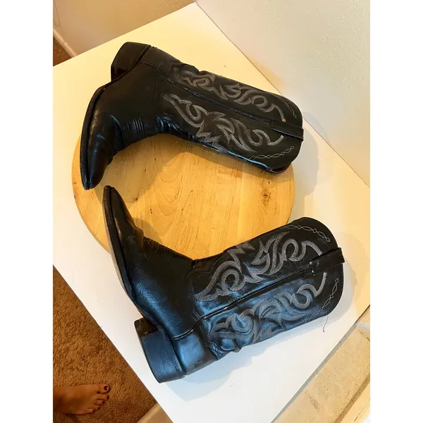Vintage Dan Post Classic Black Genuine Leather Western Boots Size 9 Women's - Image 3