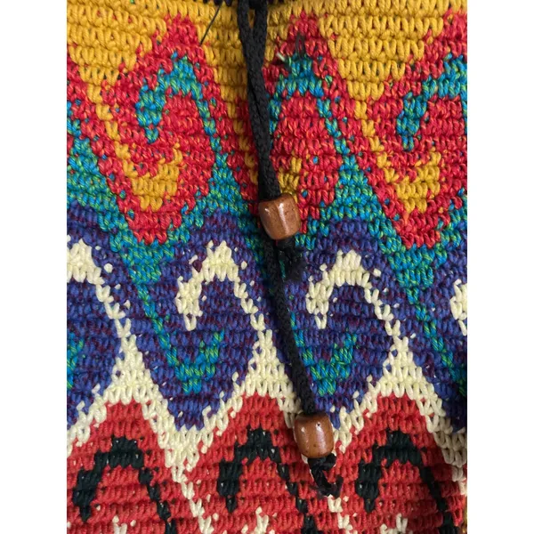 Boho Multicolor Woven Bucket Bag Crossbody Drawstring Ethnic Artisan Style Pink - Image 10