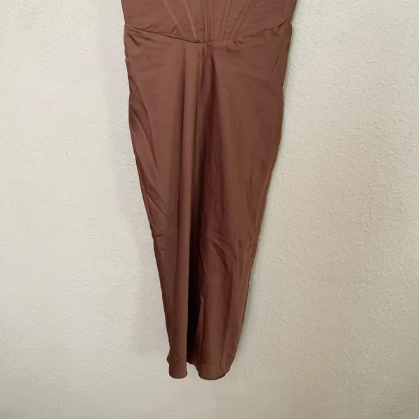 HOUSE OF CB S D-DD 'Myrna' Chocolate Satin‎ Corset Slip Dress NWOT - Image 8