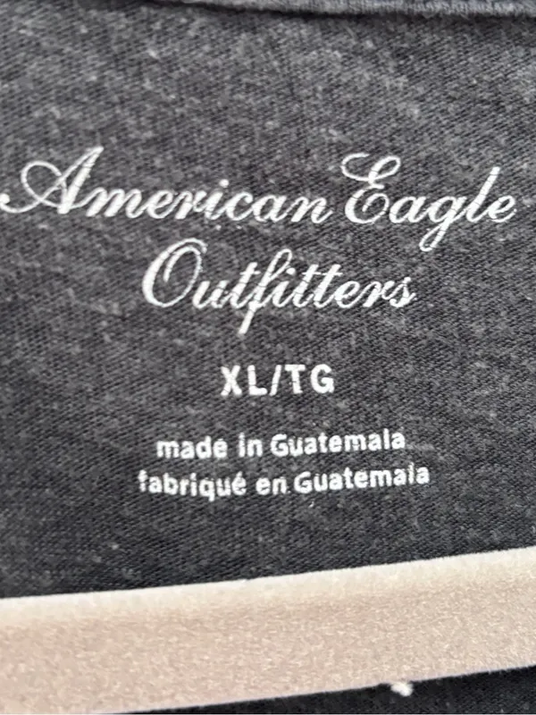 American Eagle Gray Beaded Logo Top Long Sleeve Tee Womens XL Raglan Crewneck - Image 3