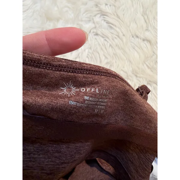 Offline by Aerie Womens Sz Medium The Hugger Longline Racerback Sports Bra Brown - Image 8