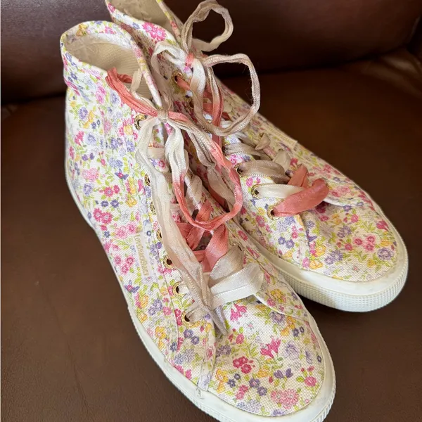 Love Shack Fancy X Superga Canvas Floral Hi Top Sneakers - Image 2