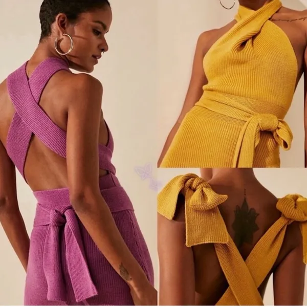 FREE PEOPLE BEACH‎ Pink Convertible Knot Dress Mini Size Small - Image 2