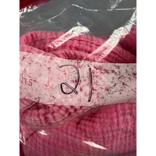 Dokotoo Womens Pink Cotton Gauze Henley Short Sleeve Crinkle Top Large L - Image 6