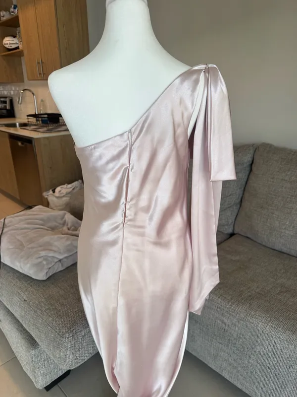 Azazie Pink One Shoulder Dress - Image 5