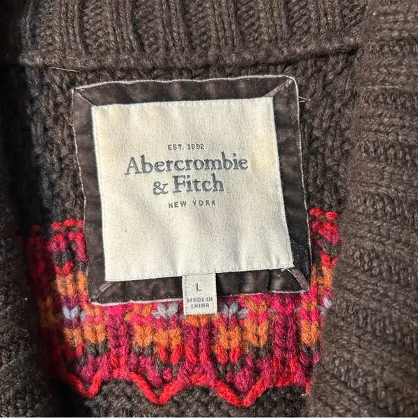 Vintage Abercrombie & Fitch Y2K Fair Isle Chunky Knit Wool Blend Sweater Vest - Image 6