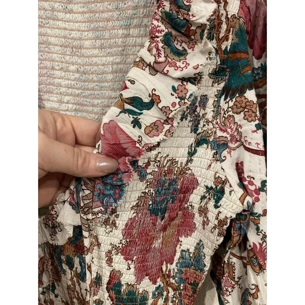 Love The Label Jasper Dress Womens Medium Multicolor Smocked Mini Boho Floral - Image 4