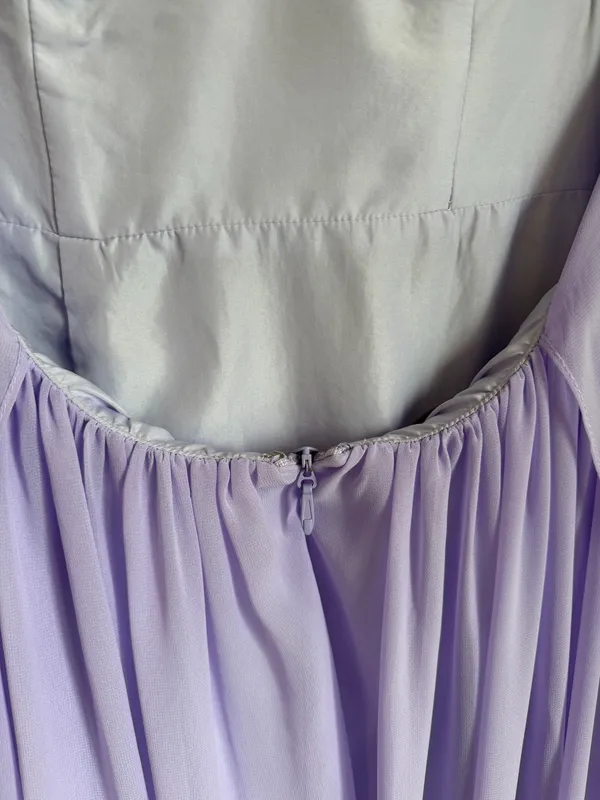 Azazie Zeya Lilac A-Line V-Neck Pleated Chiffon Dress Size 6 - Image 9