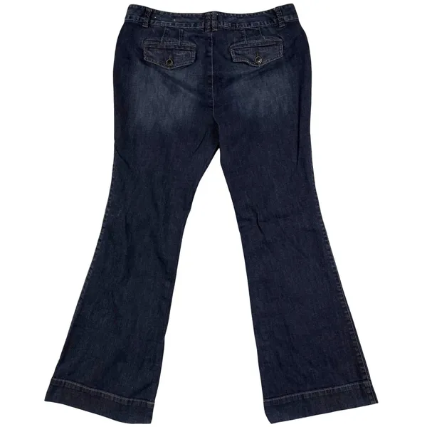 LOFT‎ 36X32 12 Dark Wash Denim Wide Leg Flare Jeans Stretch Retro Classic Preppy - Image 2