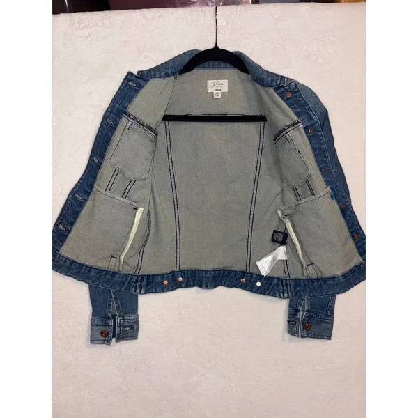 J.Crew Trademark Women Medium Wash Blue Denim Trucker Jacket XXS cotton‎ blend - Image 4