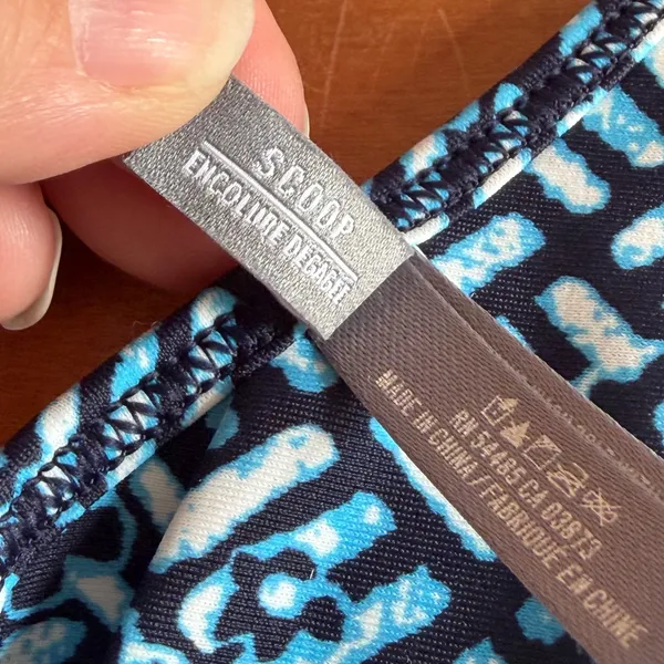 Aerie‎ Blue Geometric Floral Tie Front Scoop Neck Bikini Swim Top Large - Image 6