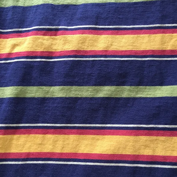 Vintage Y2K Striped Long Sleeve Tee in Navy, Yellow & Olive Womens GAP size M - Image 6