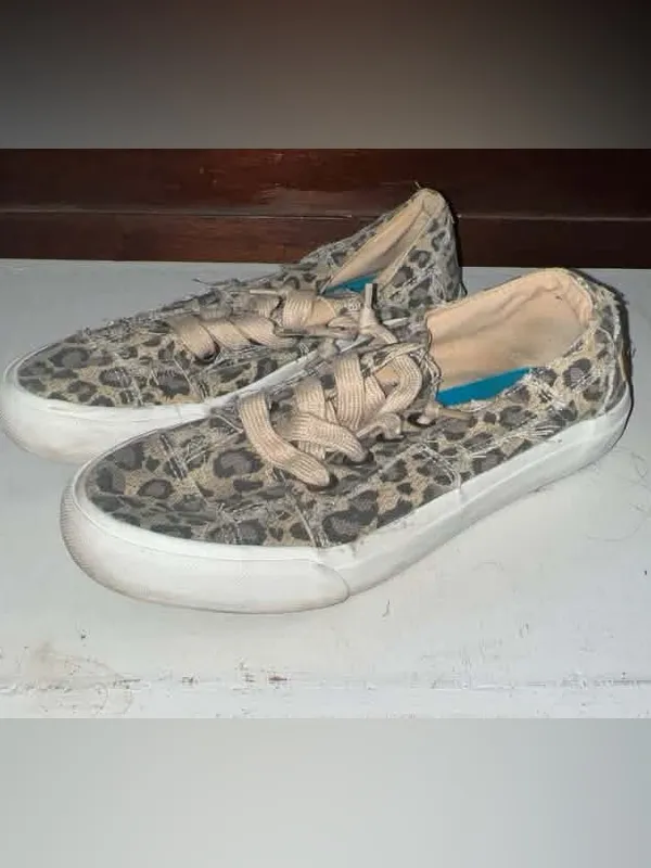 Blowfish Leopard Print Canvas Sneakers - Beige - Image 2