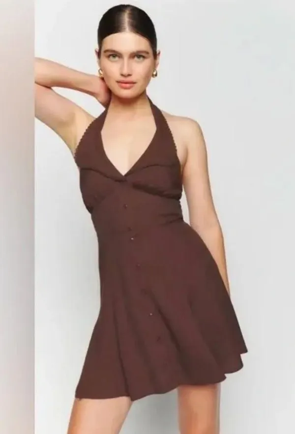 Reformation Makenna Collar Halter Dress in 8 - Image 2