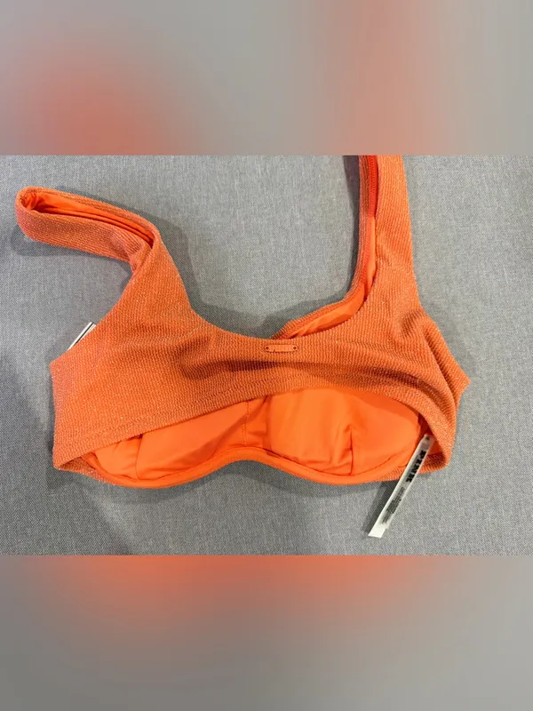 PINK Victoria’s Secret Textured Glitter Bikini Set Orange Coral Medium NWT - Image 10