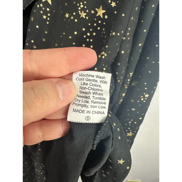 SHEIN Curve Blouse Womens 5XL Black Gold Foil‎ Star Ruffle Peplum Celestial Top - Image 6