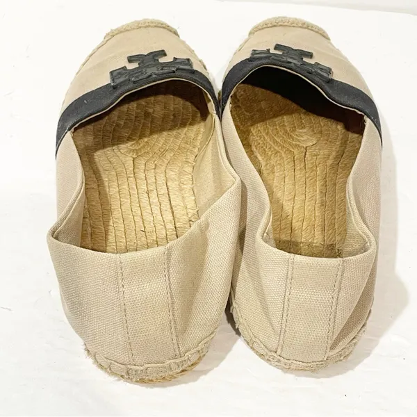 Tory Burch Size 6 Weston Canvas Flat Espadrille Black Slip‎ On Shoes - Image 5