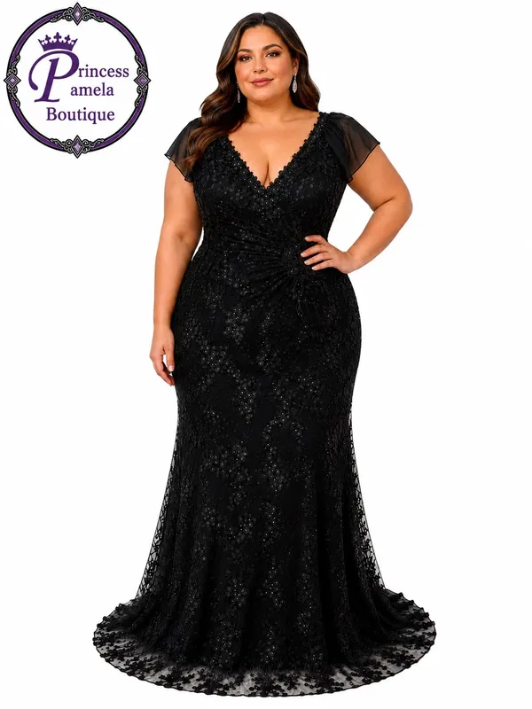 Boutique #1-13 Black embroidered lace floral appliqué sleeveless maxi dress - Image 8