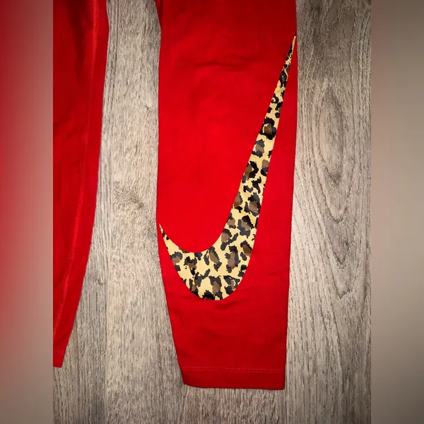 Rare Red Nike Cheetah Swoosh Pants - Y2K - Image 3