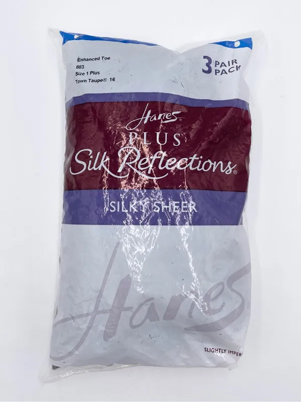 NEW Hanes 1 Plus Silk Reflections Silky Sheer Control Top Pantyhose Taupe 3 Pair - Image 3