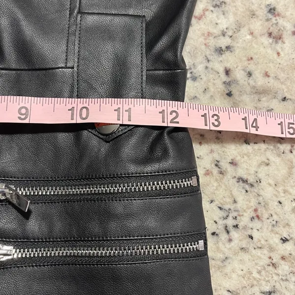 WE‎ WORE WHAT Moto Overalls Vegan Leather Black XS WWQ06 1 - Image 12