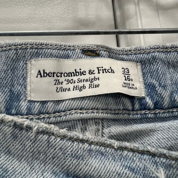 Abercrombie & Fitch Light Blue The 90s Straight Ultra High Rise Jeans Size 33/16 - Image 5