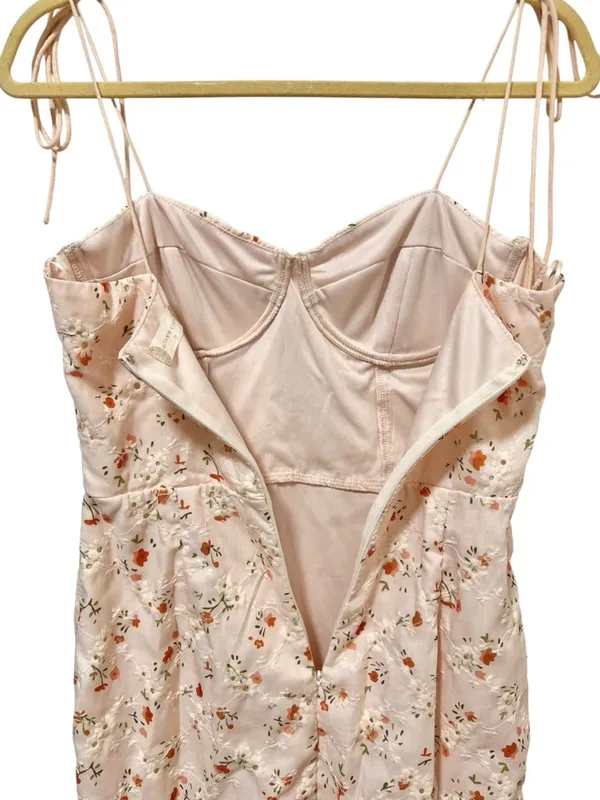 Altar’d State Embroidered Floral Bustier Mini Dress M Ivory/Orange - Image 5