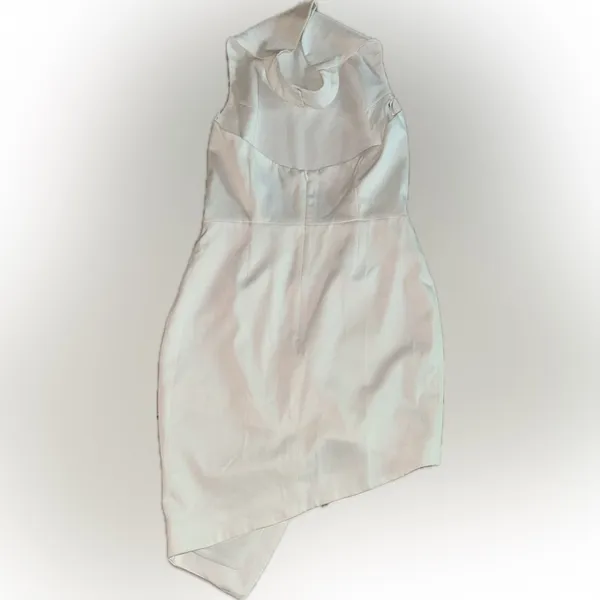 NEW ELLIATT Camo ASYMMETRIC White Ivory SATIN Halter DRAPED Cocktail Dress sz M - Image 5
