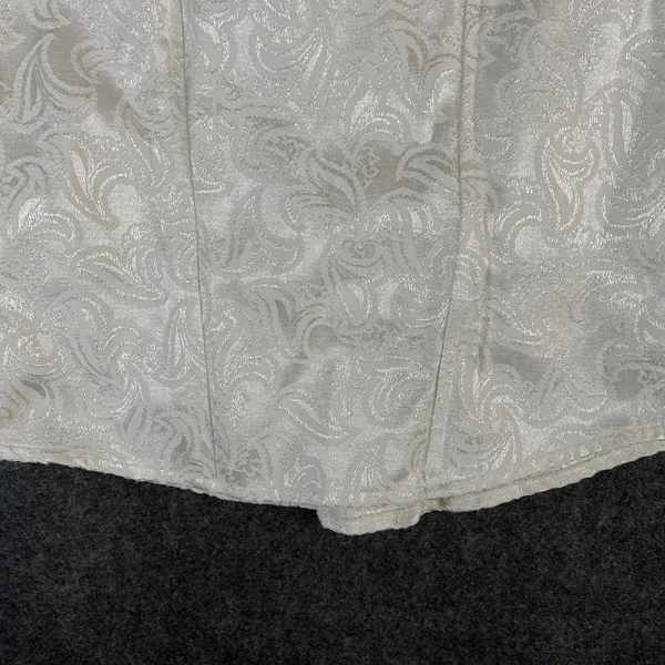 Just The Girls Ivory Jacquard Corset Top Lace Up Damask Sleeveless Bodice Large - Image 12