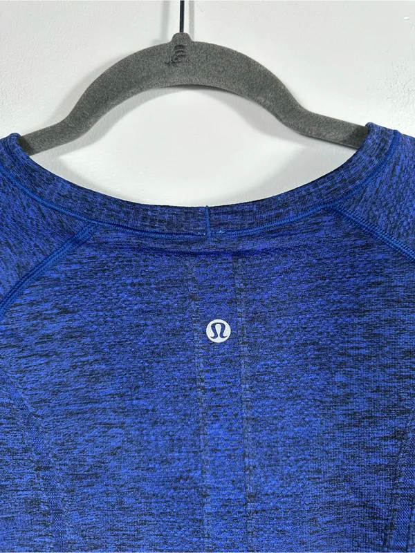 Lululemon Swiftly Tech‎ Long Sleeve Crew Heathered Sapphire Blue Size 8 - Image 9