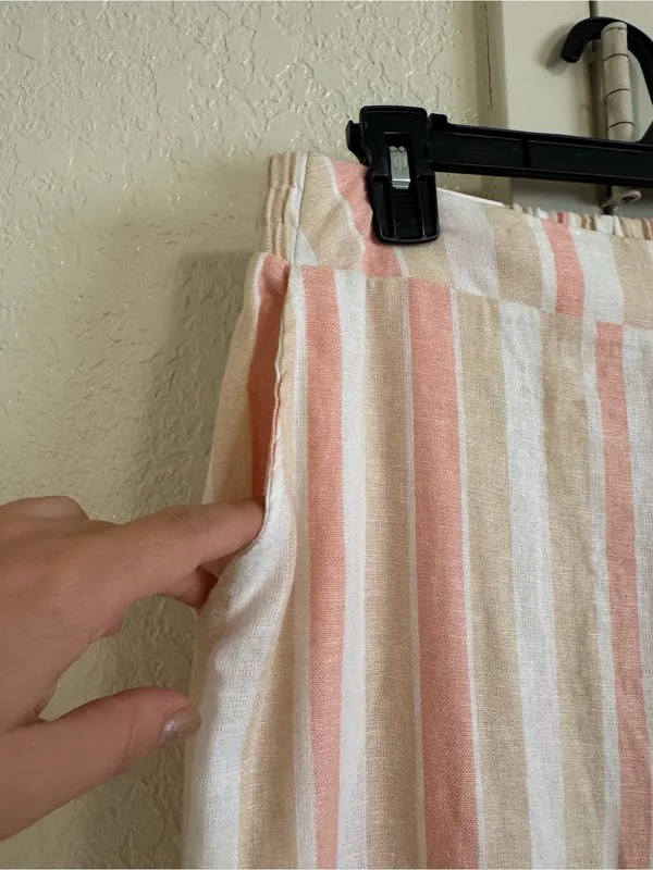 Jessica Simpson Striped Linen Blend Wide Leg Pants Pink Tan White NWT Size S - Image 3