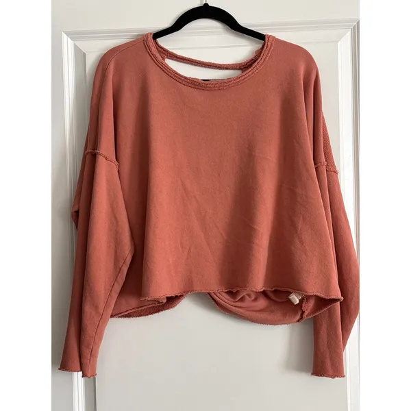 Aerie Weekend Pretty Twist Back‎ Raw Hem Sweatshirt Small - Image 7