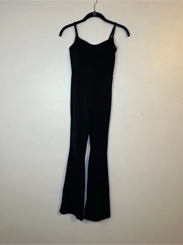 Wilfred Free Freestyle Black Spaghetti-Strap Flared Jumpsuit size 2XS - Image 3