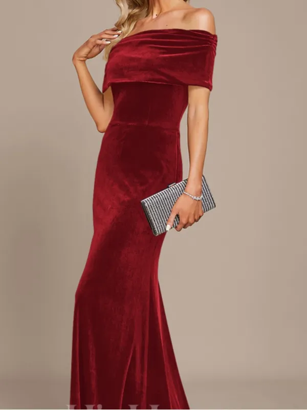 JJ's House Tazahara Red Off the Shoulder Strapless Velvet Maxi Dress - Image 2
