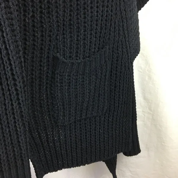 POL Black Cozy Fuzzy Soft Oversized Open Front Knit Sweater M - Image 5