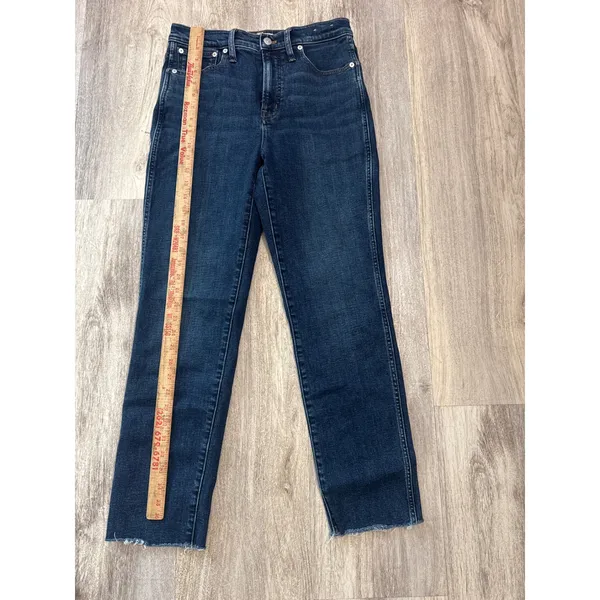 Madewell‎ The Perfect Vintage Jean Dark Wash Raw Hem High Rise Straight Size 27 - Image 6
