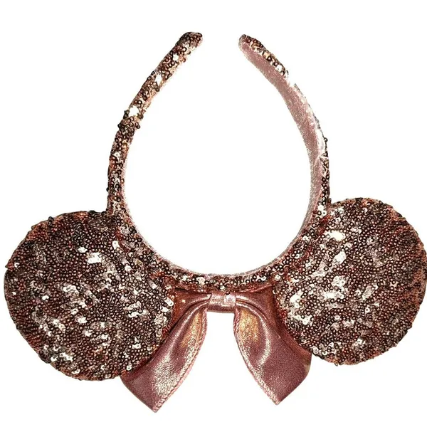 Walt Disney world Parks Exclusive Minnie Ear Headband Rose gold Sequin Bow - Image 2