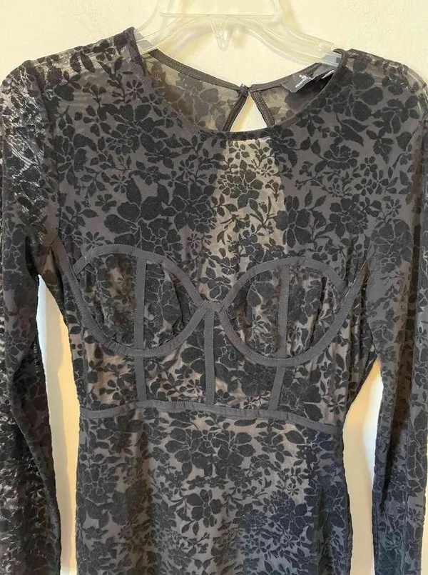 Lulu's Lace Dark Academia Goth Sexy Bodycon Mini Dress Black Size Medium - Image 3