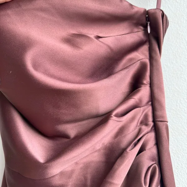 Anthropologie BHLDN Selena Strapless Ruched Chocolate Brown Midi Dress SZ Small - Image 5