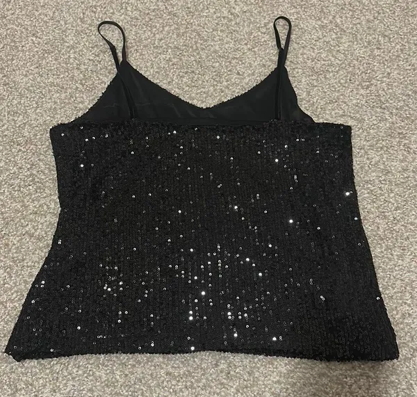 BB Dakota Black Sparkly Tank Top - Image 3