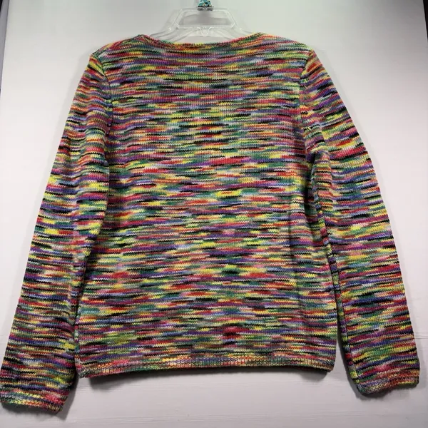 Womens Knit Bright Multicolor Pullover‎ Sweater Crew Neck Small - Image 2