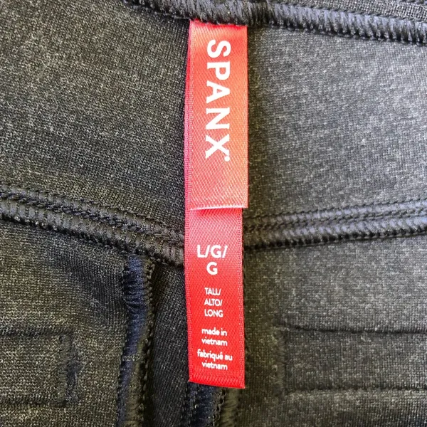 SPANX Gray Pull on Perfect Flare Pants Stitched front crease size Large - Image 6