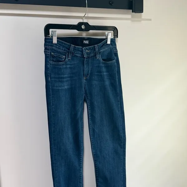 PAIGE Miki Straight Jeans In Merrick released Raw Hem Size 27 Dark Wash - Image 8