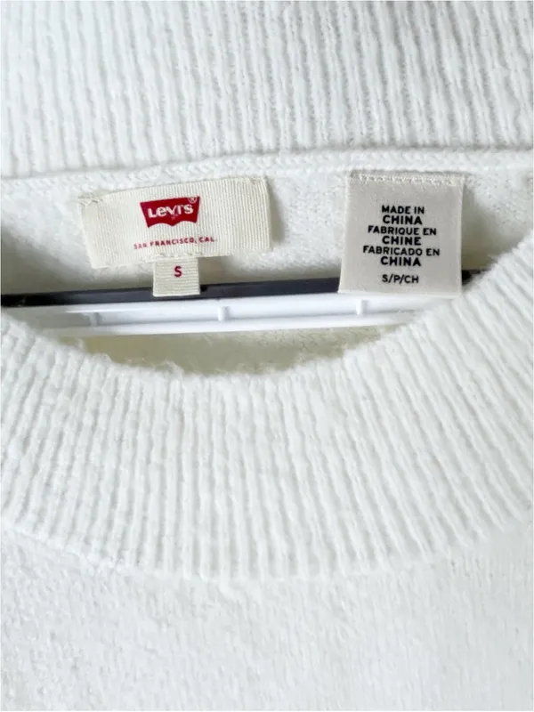 LEVI’S Cream Long Sleeves Striped Drop Shoulder Sweater Size Small Preppy Tennis - Image 3