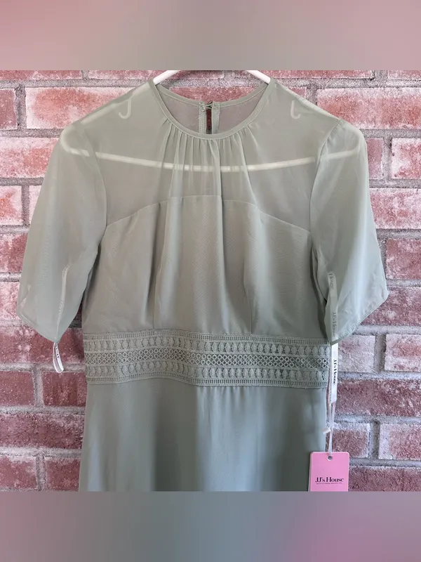 JJ’s House Chiffon Midi Dress NEW Women’s Small Sage Green Romantic Wedding - Image 3